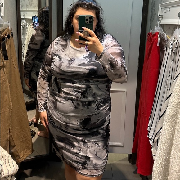 [#68] NWT Grey Swirl Dress, Size 3X - Picture 2 of 5